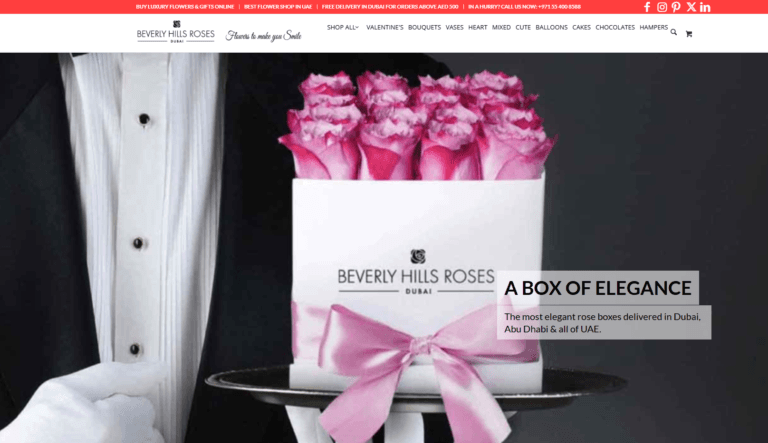 Beverly Hills Roses (beverlyhillsroses.ae) is a luxury floral boutique where you have not only made multiple purchases but also manage their website's technical performance.